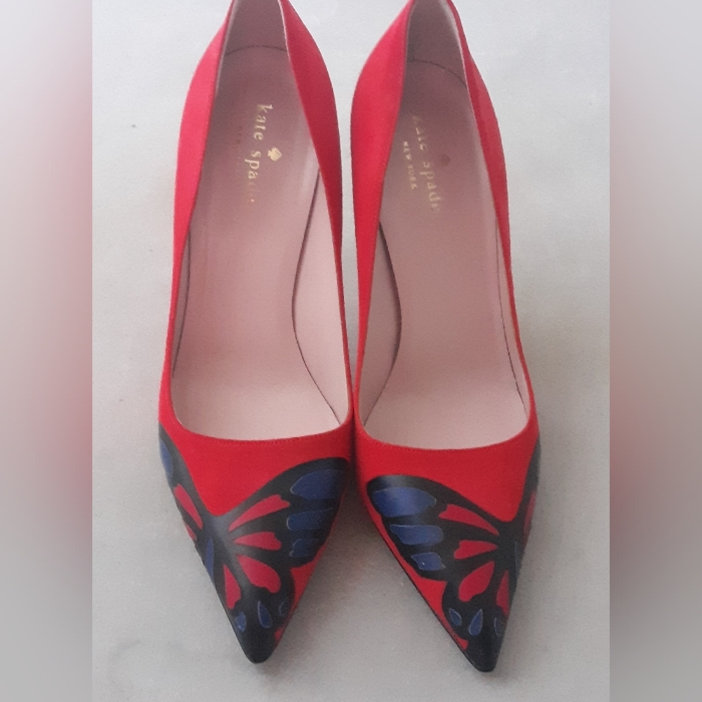 Kate Spade Butterfly Wings Suede Heels Courts 8 Italy..mint - Picture 4 of 6